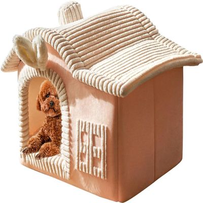 Collapsible Cat Cave Bed, Cute Cube Cat House, Removable Washable Pet Bed, Warm and Comfortable Cat Home (Color: B, Size: S)
