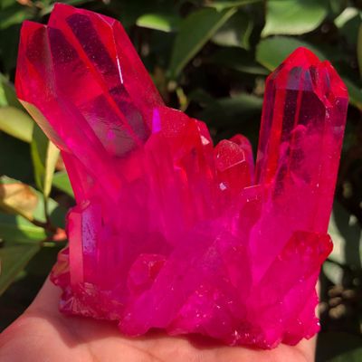 WIOSEN Aura Angel Natural Red Quartz Crystal Cluster, One Size