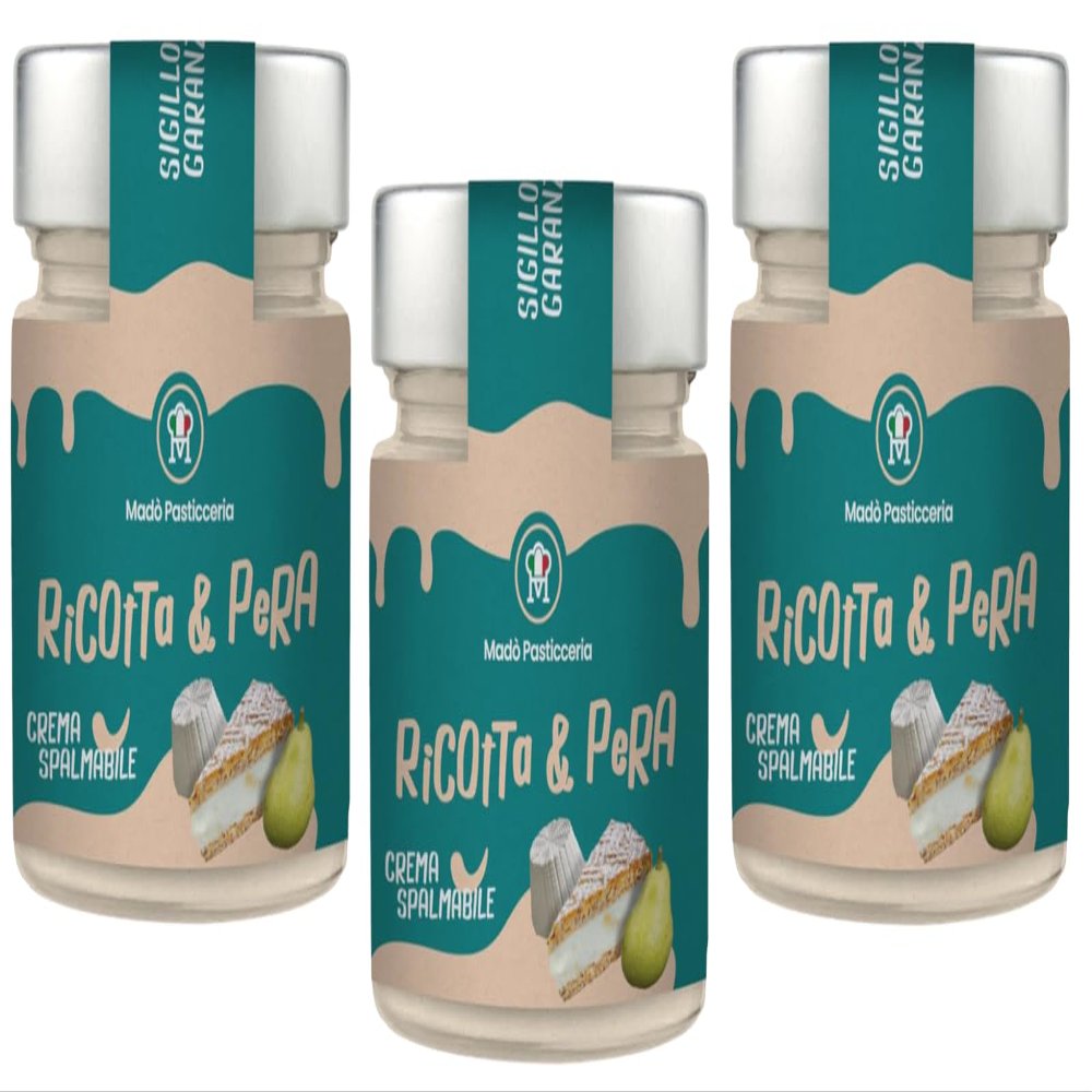 3-Pack MAD PASTICCERIA Ricotta and Pear Spreadable Cream, 200 g Jars