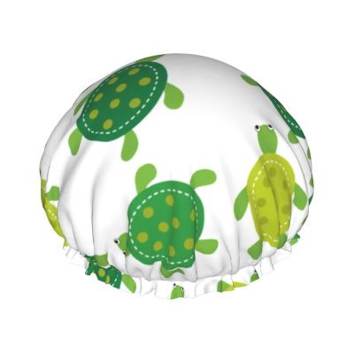 Cute Turtle Shower Cap for Women, Adjustable, Double-Layer Waterproof