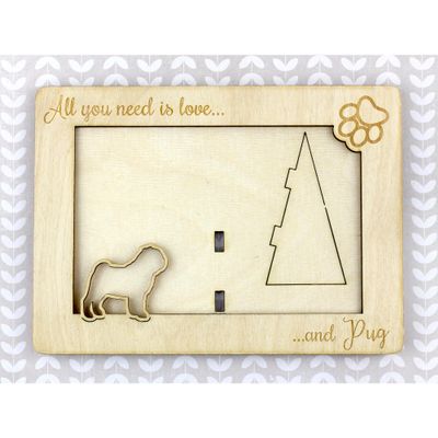 Art-Dog Engraved Photo Frame for Dogs - Personalized Wooden Frame
