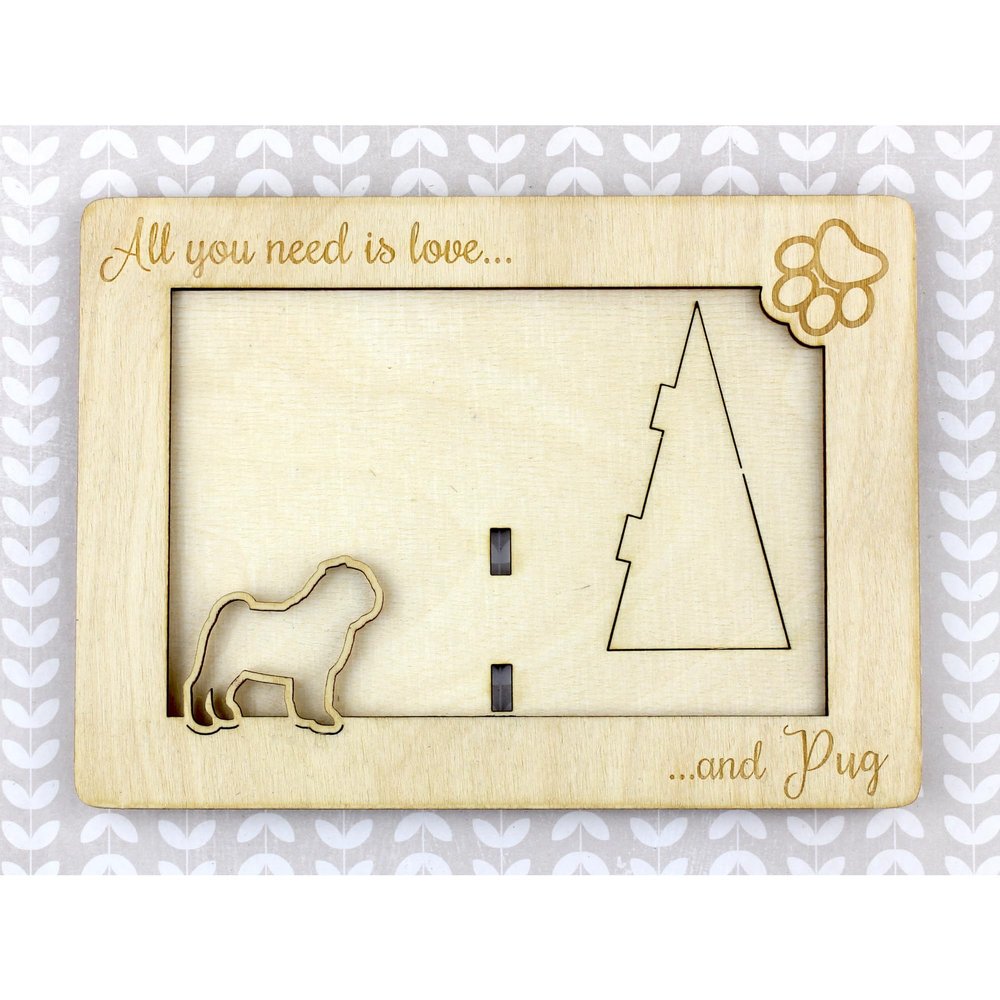 Art-Dog Engraved Photo Frame for Dogs - Personalized Wooden Frame