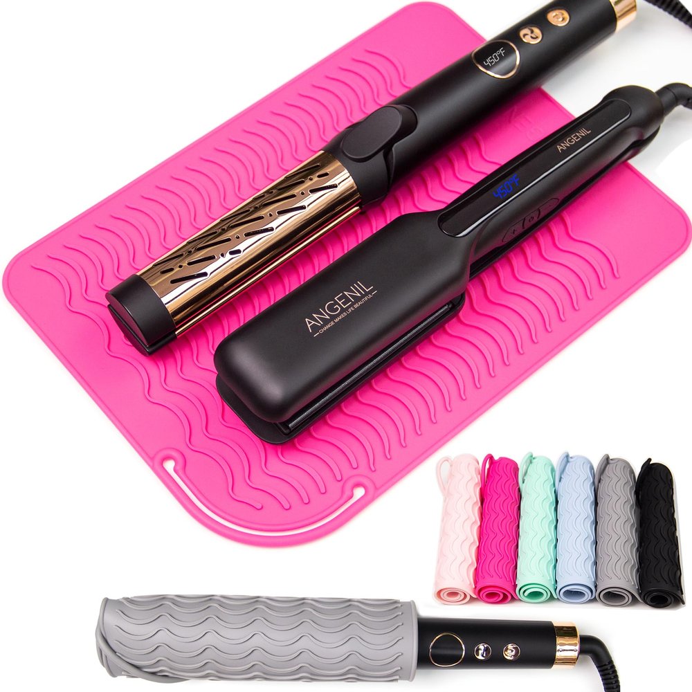 ANGENIL Large Silicone Heat-Resistant Mat for Curling Irons and Flat Irons, 27.99 x 20.07 cm