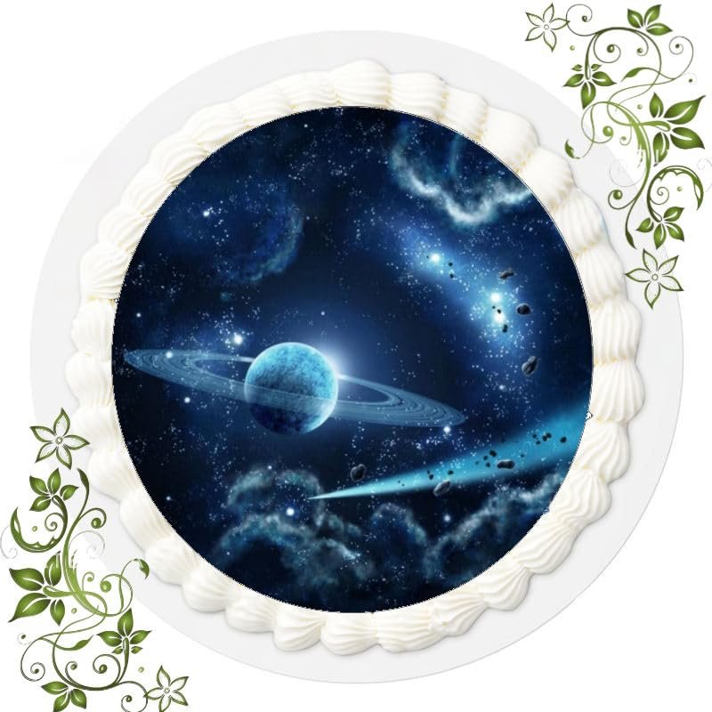 Galaxy Space Cake Topper, Edible Wafer Paper, 20 cm