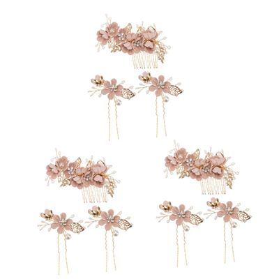 FOMIYES 9-Piece Bridal Hair Comb Set with Pearls and Flowers