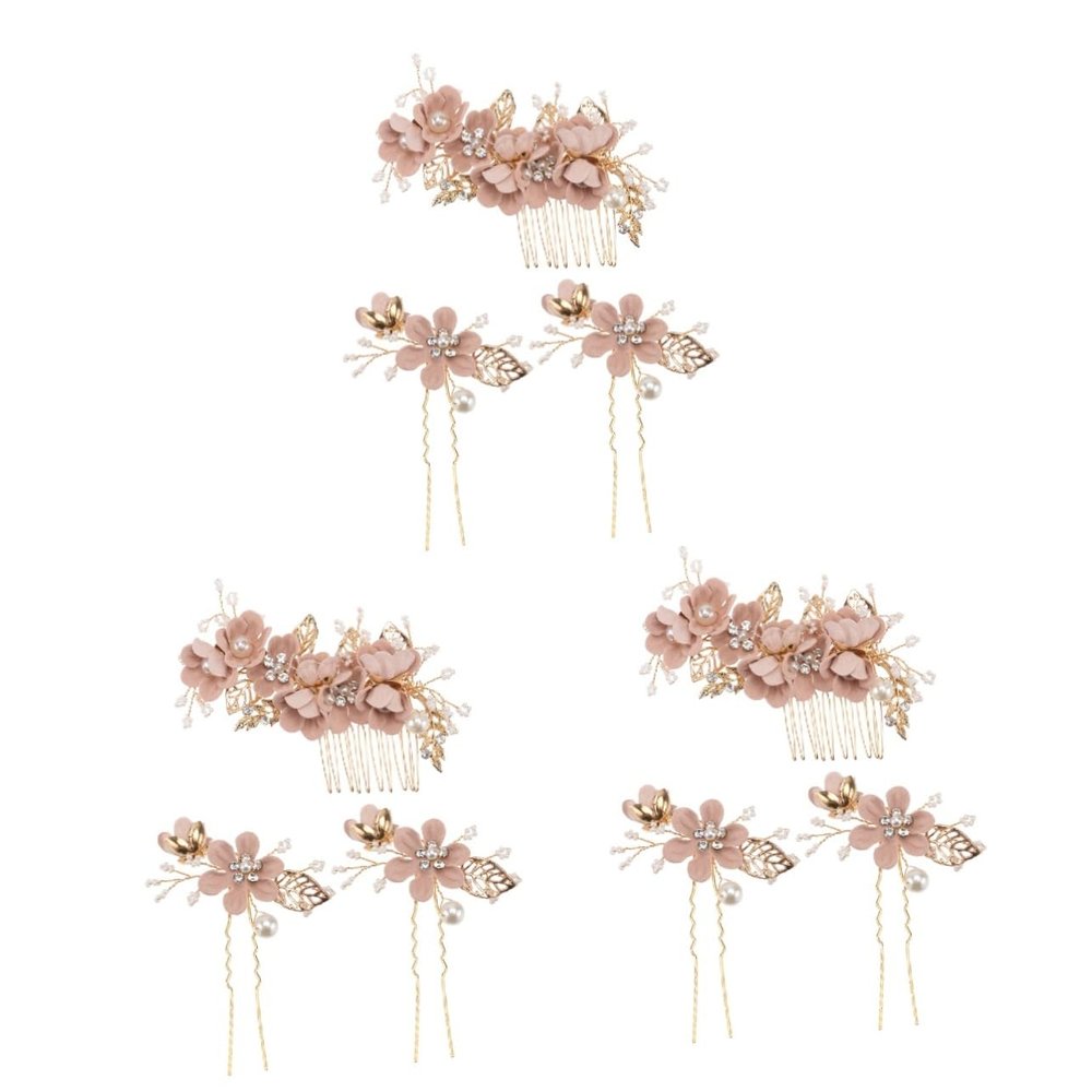 FOMIYES 9-Piece Bridal Hair Comb Set with Pearls and Flowers