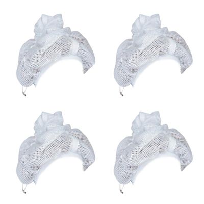 Net Plopping Cap for Drying Curly Hair, Adjustable Shower Bonnet with Drawstring, Reusable, 4-Pack
