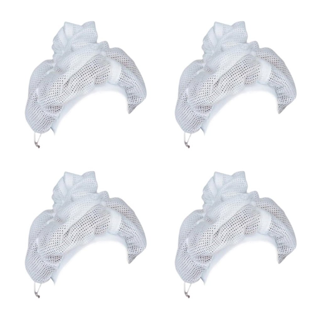 Net Plopping Cap for Drying Curly Hair, Adjustable Shower Bonnet with Drawstring, Reusable, 4-Pack
