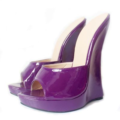 PROMI 18 cm High Heels, Horseshoe Heel, Fish-Mouth Sandals, Purple, EU 39