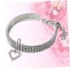 Angoily 3-Piece Elegant Heart-Shaped Pet Collar Set with Crystals for Cats and Dogs, White view 3
