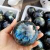 WIOSEN Positive Energy Crystal, Natural Labradorite Crystal Ball, Polished, 60 mm, for Home Decoration view 4