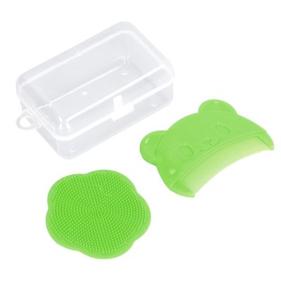 Baby Bath Brush Set, 2-Piece Silicone Scalp Brush and Comb, Green