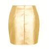 Fulidngzg Women's Leather Skirt, 1990s Pleated Sequin Stretch Party Metallic Silver High-Waisted Mini Skirt view 3
