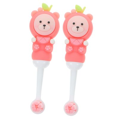 Cute Bear Children's Toothbrushes, 2-Pack, Silicone, Pink