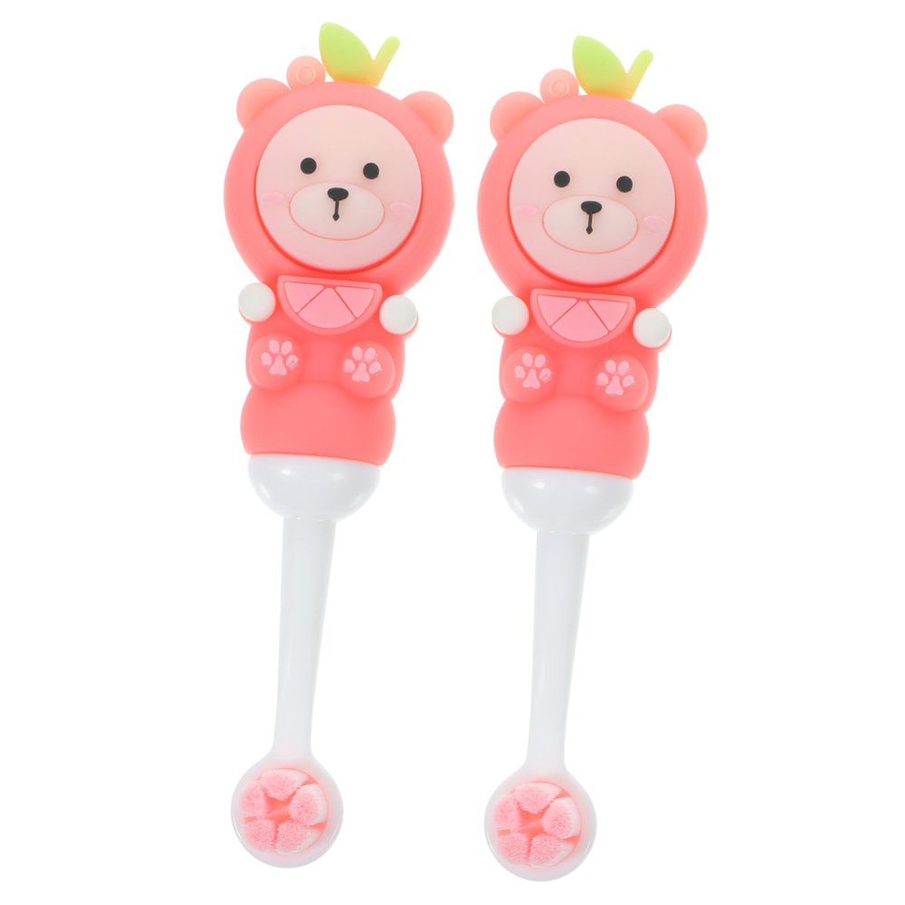 Cute Bear Children's Toothbrushes, 2-Pack, Silicone, Pink