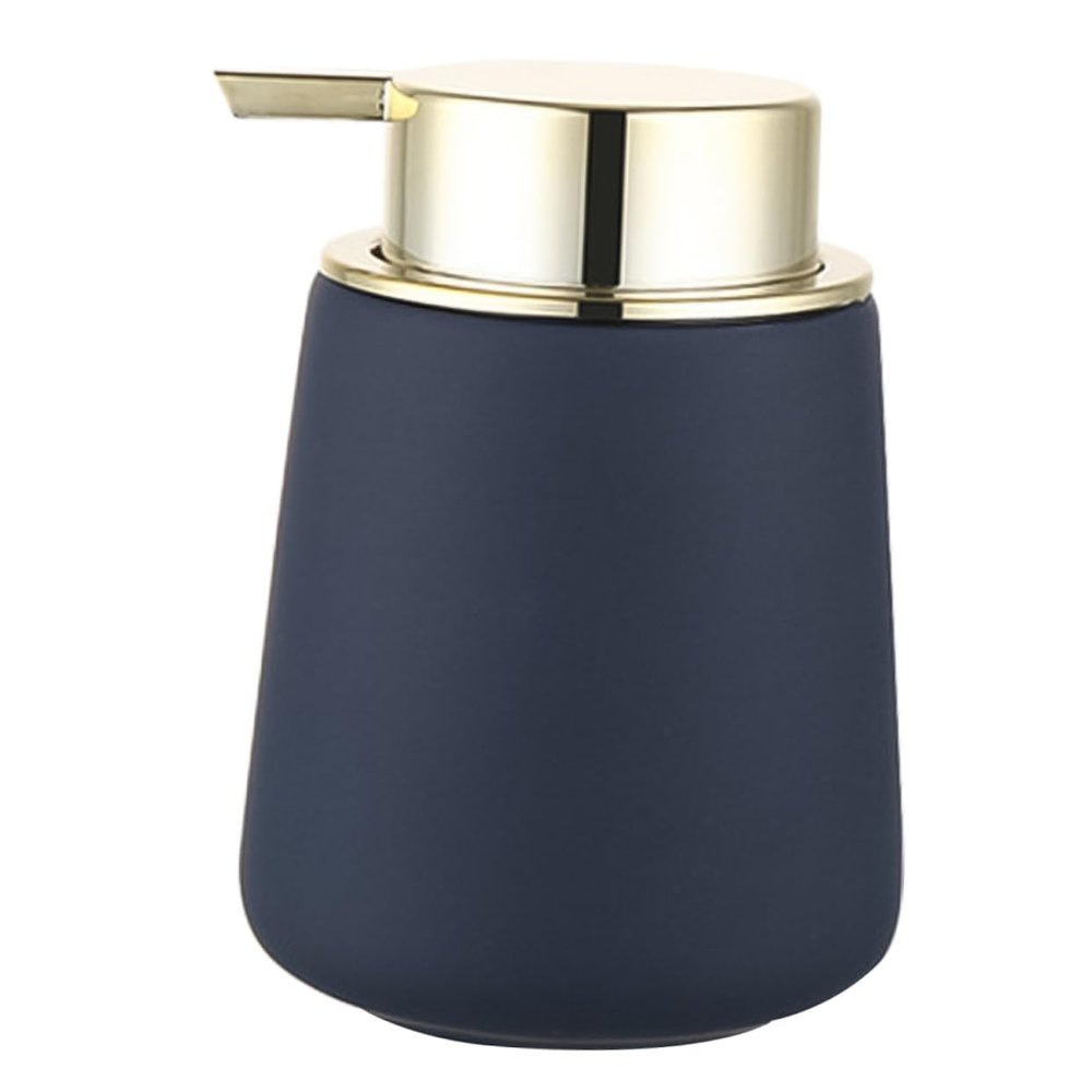 Blue Ceramic Liquid Dispenser Bottle with Push Mechanism