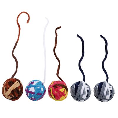 Angoily 5-Piece Interactive Cat Ball Toys with Bells and Colorful Yarn