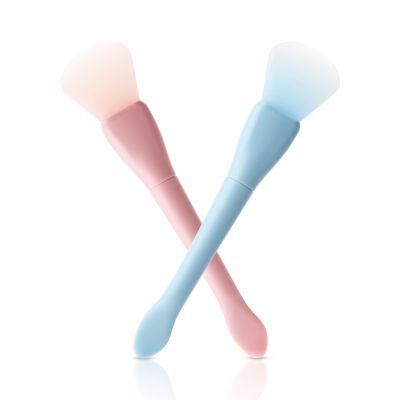 2-Piece Silicone Facial Mask Brush Applicators, Blue and Pink