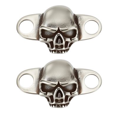 FINGERINSPIRE 2-Piece Skull Shoelace Charms, Antique Silver