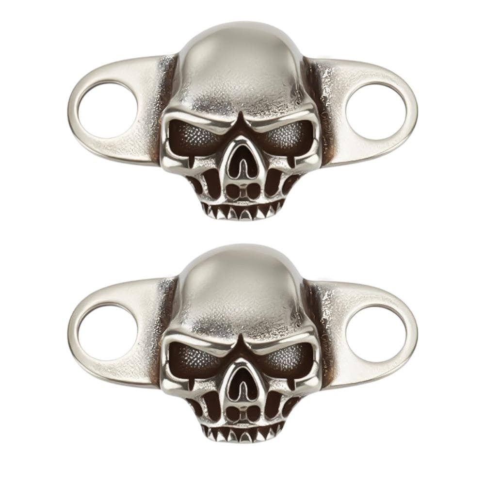 FINGERINSPIRE 2-Piece Skull Shoelace Charms, Antique Silver