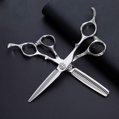 RWRAPS 6-Inch Professional Hairdressing Scissor Set, Straight and Thinning Scissors, Silver