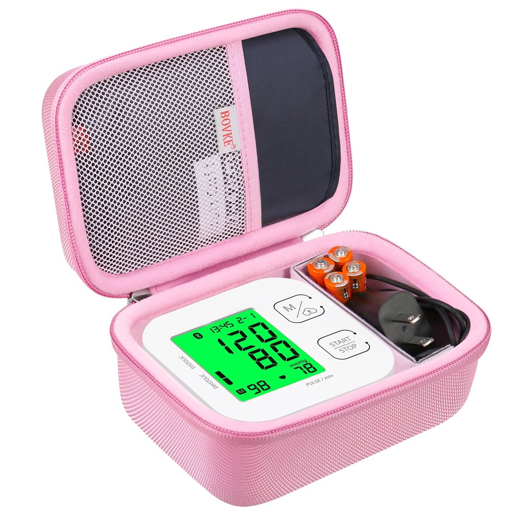 BOVKE Carrying Case for iHealth Track Smart Upper Arm Blood Pressure Monitor, Pink