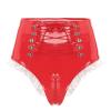 TTAO Women's Wetlook High-Waisted Patent Leather-Look Brief, Red, Size S view 4