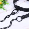 JewelryWe Leather Collar with Chain for Women, Adjustable BDSM Choker, Black view 3