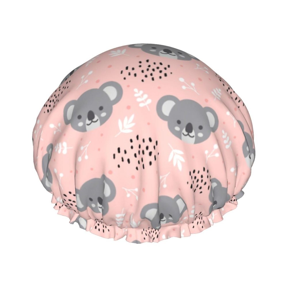 Cute Koala Pattern Double-Layer Waterproof Shower Cap