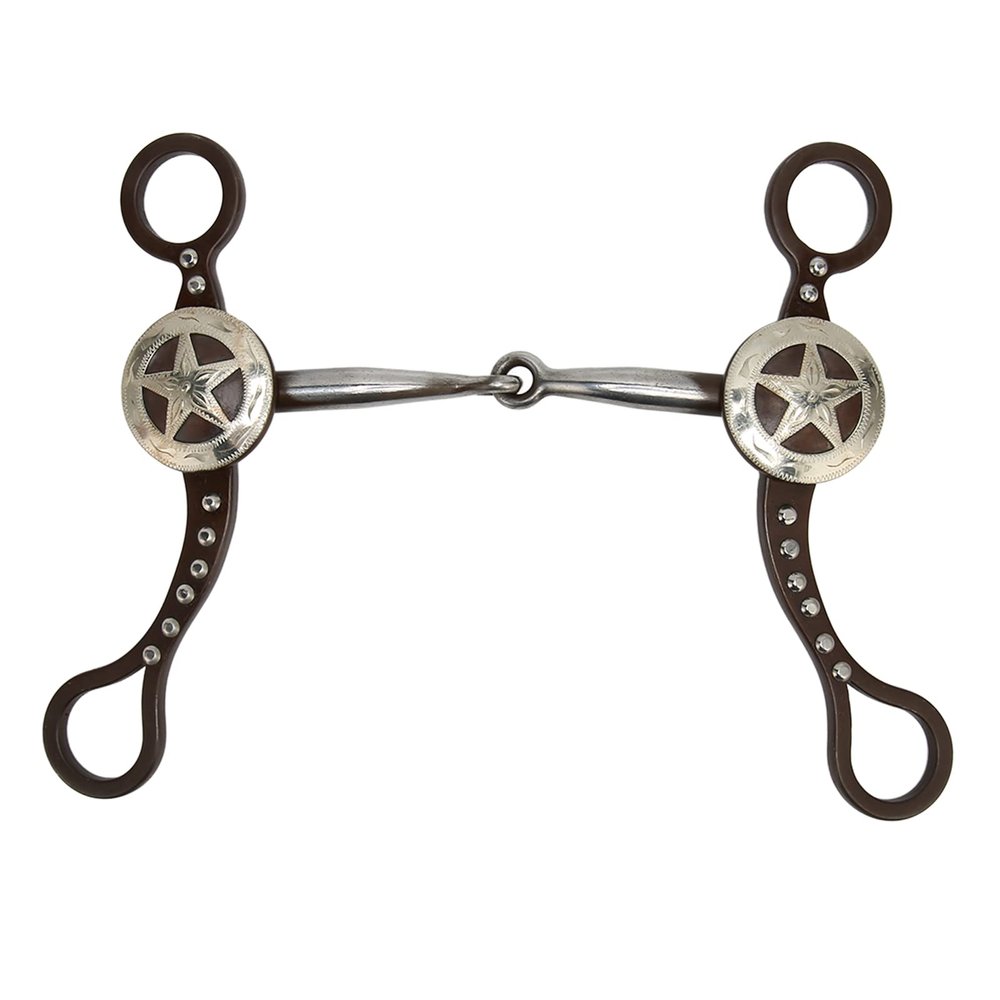 Stainless Steel Horse Snaffle Bit, Hand-Carved, Antique Bronze-Colored