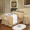 4-Piece Microfiber Massage Table Sheet Set with Solid-Color Table Skirt, Breathable Sheets (Khaki, Square Head, 190 x 70 cm) view 1
