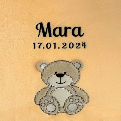 KIDDI-MEDIA Baby Blanket with Name and Birth Date, Apricot Br
