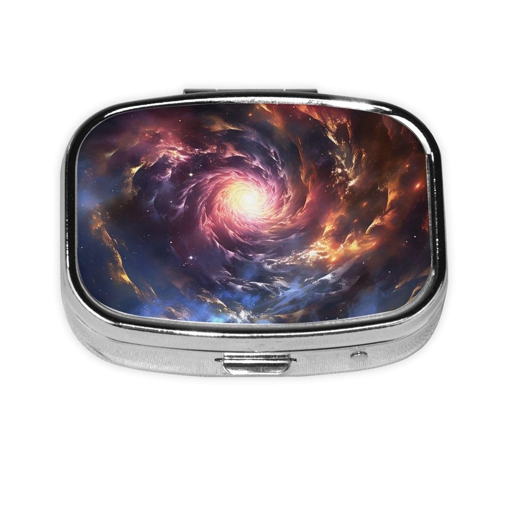 Cosmic Storm Portable Metal Pill Organizer for Purse or Wallet