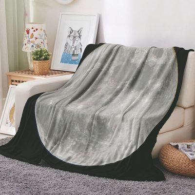 EHOMERY XXL Soft Fleece Baby Blanket, Gray, Moon/Oriental Design, 150 x 100 cm