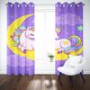 WEQEER Unicorn Room-Darkening Curtains, Pink Cartoon Horse, Rainbow and Clouds, for Kids' Room (220 x 215 cm, 2 x 110 x 215 cm) view 3