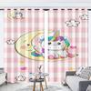 WEQEER Unicorn Room-Darkening Curtains, Pink Cartoon Horse with Rainbow Clouds view 2