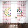 WEQEER Unicorn Room-Darkening Curtains, Pink Cartoon Horse with Rainbow Clouds view 3