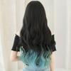 Long Ombre Blue Wig for Women with Full Bangs view 3