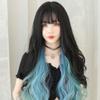 Long Ombre Blue Wig for Women with Full Bangs view 4