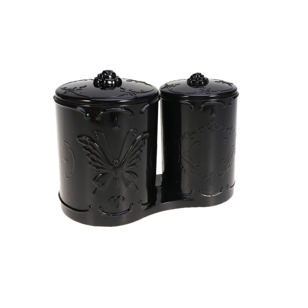 IMIKEYA Vintage Storage Box with Lid, 2 Compartments, PS, Black