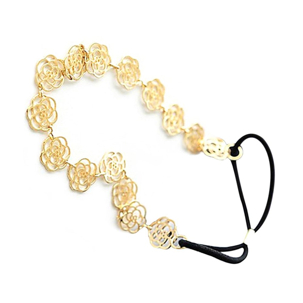 Gold-Tone Hollow Rose Headband, Elegant Accessory