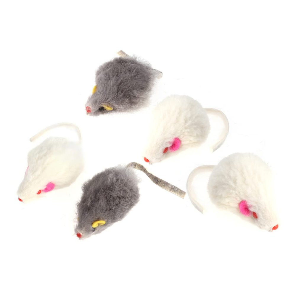 FOMIYES 5-Piece Interactive Plush Mice Cat Toys