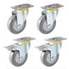 4-Pack Swivel Furniture Casters, Gray TPR Rubber, Dual Brakes view 1