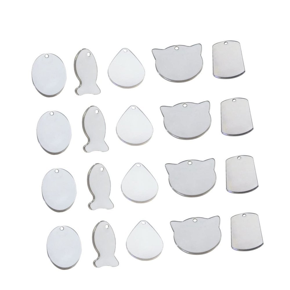 Angoily 50-Piece Stainless Steel Pet ID Tags, Blank DIY Dog Tags, Various Designs