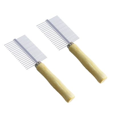 2-Piece Fine-Tooth Stainless Steel Dog Comb for Pets