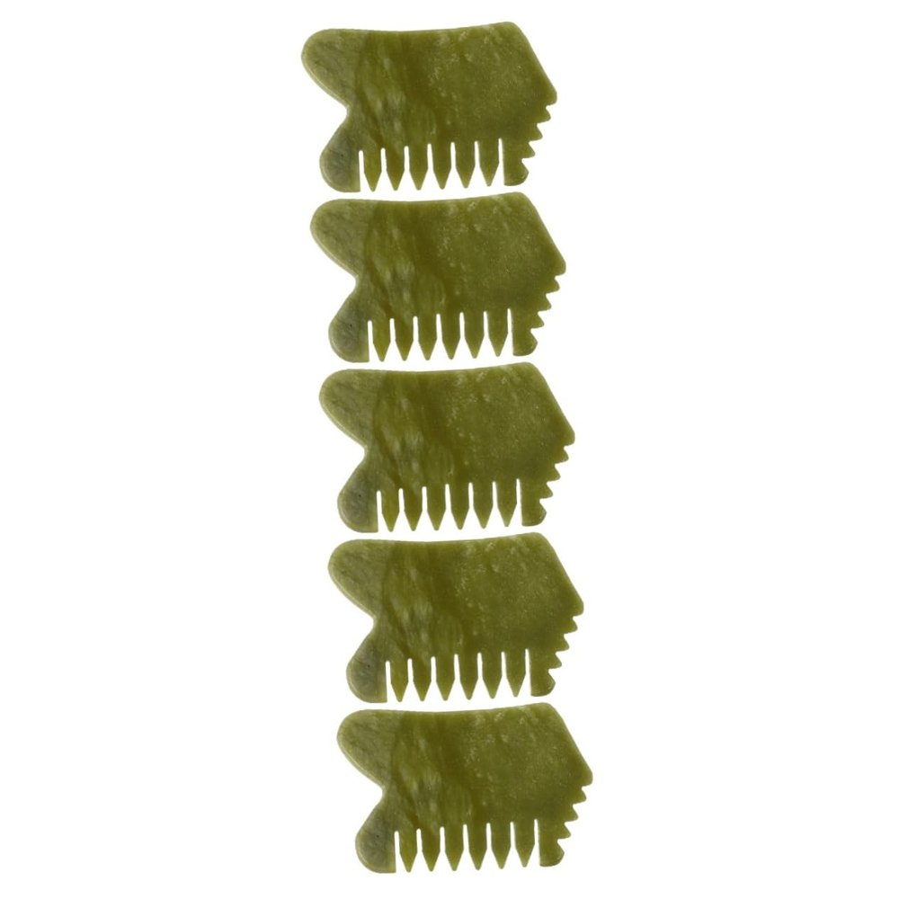 PartyKindom 5-Piece Jade Comb for Scalp Massage, Ergonomic Massage Comb for Hair Care and Relaxation, Green, for Home and Travel
