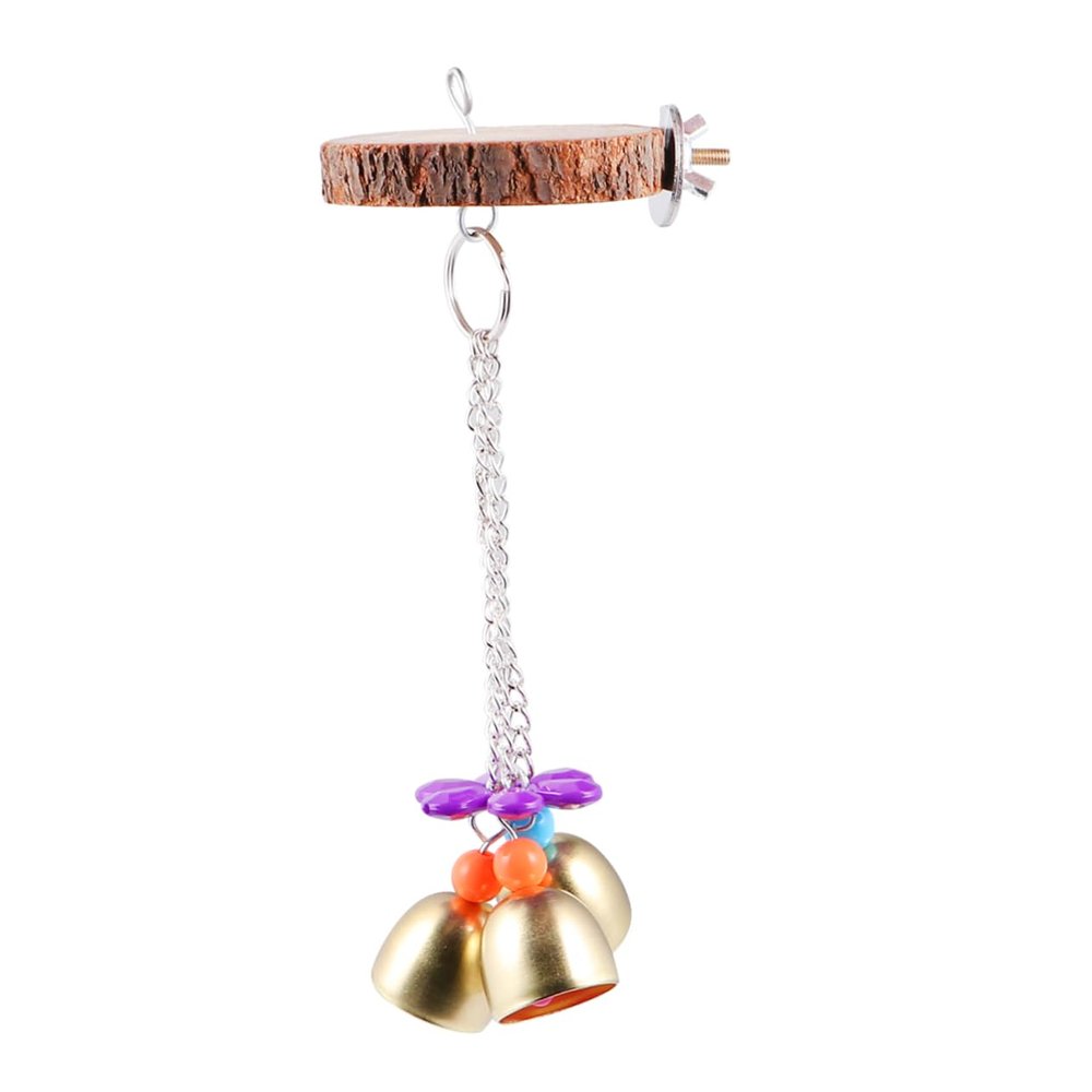 Angoily Wooden Parrot Toy with Bell Stand