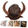 FRCOLOR 3-Piece Dog Costume Headpieces, Brown Horned Pet Hats for Small Dogs and Cats view 4