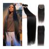 Peruvian Bone-Straight Human Hair Bundles with 5x5x1 Lace Closure, 3/4 Bundles view 1