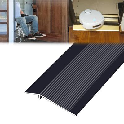 IkErna Aluminum Floor Transition Strip, 2 mm Thick, for Thresholds Under 1.6 in, Black, L105 × W10 cm